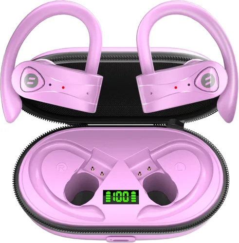 Bluetooth Headphones Noise Canceling 4 Mics Clear Call Stereo Bass Sound 60H Playtime Wireless Charging Case Over Ear Earphones LED Digital Display