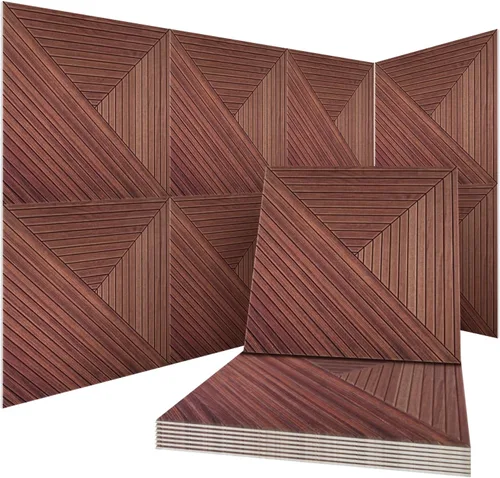 Paquete de 8 paneles acústicos de pared, paneles de espuma a prueba de sonido con patrón de madera para paredes, paneles acústicos decorativos