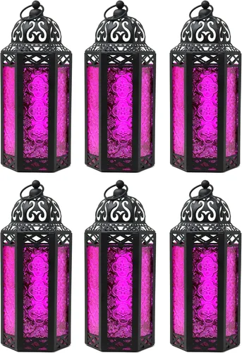 Vista 82 de VELA LANTERNS Farol portavelas decorativo, marroquí, gótico, morado, de 10.5 pulgadas, para mesa o colgar, decoración de Ramadán, decoración