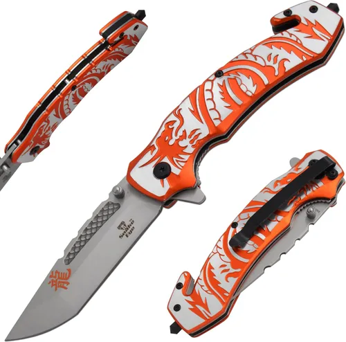 Vista 9 de Cuchillo de bolsillo plegable Snake Eye Tactical con asa de diseño de fantasía para uso diario (Azul)