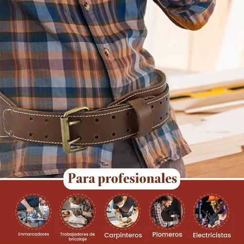 Vista 7 de Style n Craft Cinturón de trabajo de cuero de grano completo cónico de 3 pulgadas de ancho, resistente y duradero, negro (75437)