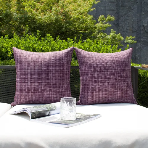 Vista 29 de Kevin Textile - Juego de 2 fundas de almohada decorativas para exteriores, impermeables, para jardín, patio, tienda de campaña, sofá, de 16 x 16