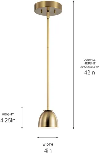 Vista 6 de Kichler Baland™ - Mini colgante de 1 luz de 4 pulgadas en latón natural cepillado