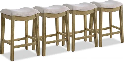 Vista 13 de ROME + OAK Parker Taburete de Mostrador de 26 Pulgadas, Taburete de Cocina sin Respaldo Tipo Silla de Montar en Acabado de Roble Recuperado