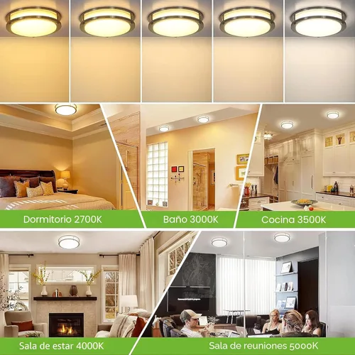 Vista 9 de Lámpara de techo LED de montaje empotrado de 13 pulgadas, 2700 K/3000 K/3500 K/4000 K/5000 K, iluminación regulable Saturno de bronce aceitado
