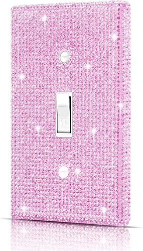 Vista 22 de Dengduoduo Placas de pared, cubierta decorativa para interruptor de luz, cubiertas decorativas de tomacorrientes, diamantes de imitación plateados