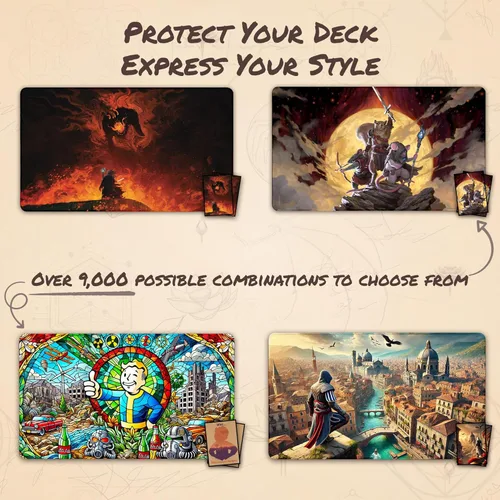Vista 7 de Emerald Phoenix (cosida) – Tapete MTG – Compatible con Magic The Gathering Playmat – Play MTG, YuGiOh, TCG – Diseños artísticos y accesorios