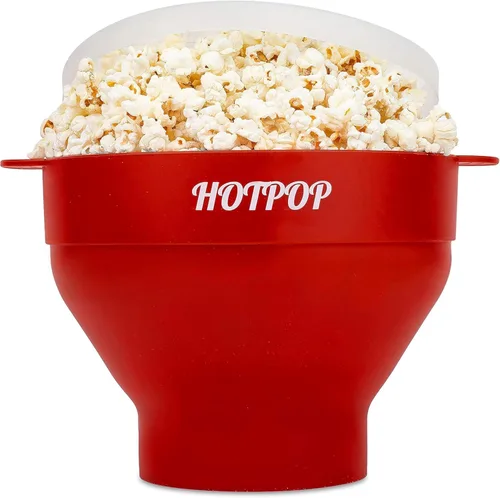 Vista 16 de El Hotpop Original - Palomitero para microondas, Popcorn, contenedor de silicona para hacer palomitas de maíz, cuenco plegable sin BPA y apto