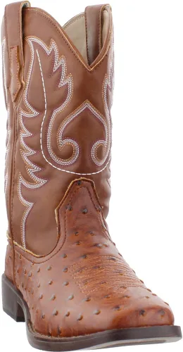 Vista 2 de ROPER Hombres Bumps Avestruz Punta cuadrada Botas Casual Mid Calf - Marrón, Blanco