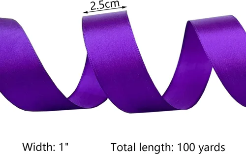 Vista 3 de Cinta, cinta de poliéster de grogrén -100 yardas, para envoltura de regalos, cinta de accesorios para el cabello, embalaje de flores, fabricación