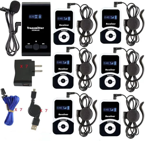 Vista 12 de EXMAX® ATG-100T 195MHz Sistema de guía turístico inalámbrico Equipo de interpretación de traducción simultánea para traductor de iglesia en sus