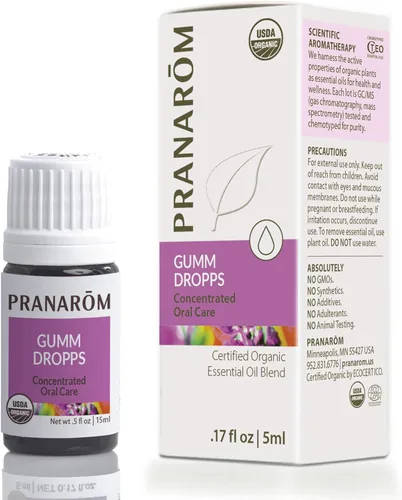 Pranarom - Gumm Dropps Aceite esencial para la salud de los dientes y las encías, enjuague bucal natural para el cuidado bucal, aceites esenciales