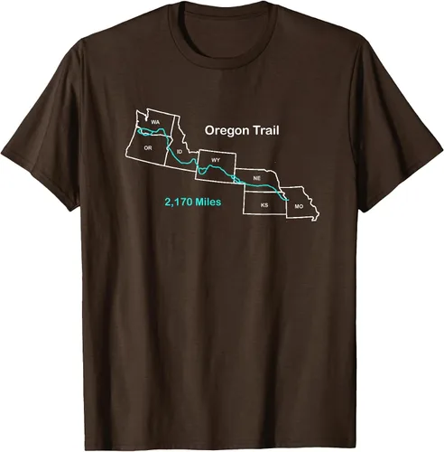 Vista 38 de Route Map of The Oregon National Historic Trail T-Shirt Asphalt Grey