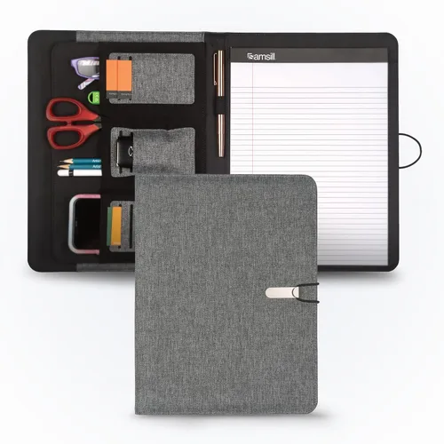 Vista 15 de Samsill Professional Padfolio, cartera mini de piel sintética, con bloc de notas de 5 x 8, color negro