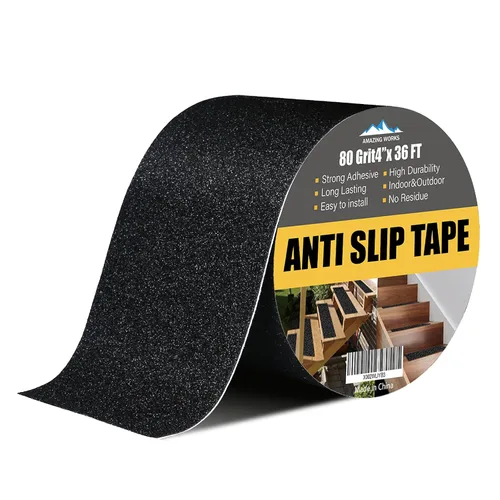 Vista 12 de Cinta de agarre – Cinta antideslizante de servicio pesado de grano 80 antideslizante para escaleras exterior/interior, impermeable de alta tracción
