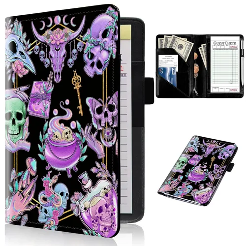 Vista 20 de Libros para servidores de 2ª generación, 5 x 9 pulgadas, para camarera con bolsillos expandibles/con cremallera, lindo libro de servir, blocs