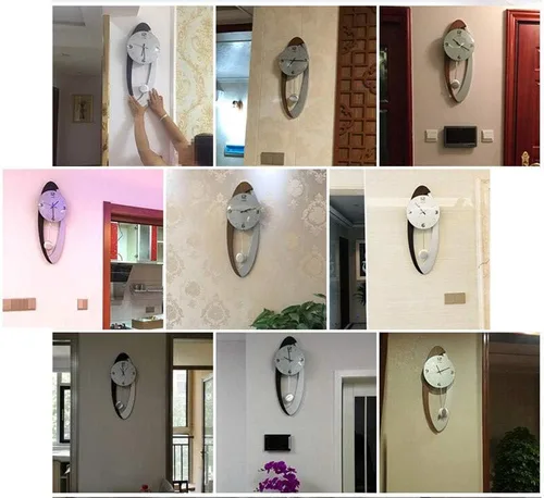 Vista 7 de Reloj de pared silencioso y sin tictac, reloj de sala de estar, estilo europeo moderno, reloj de pared, arte de péndulo, simple y moderno