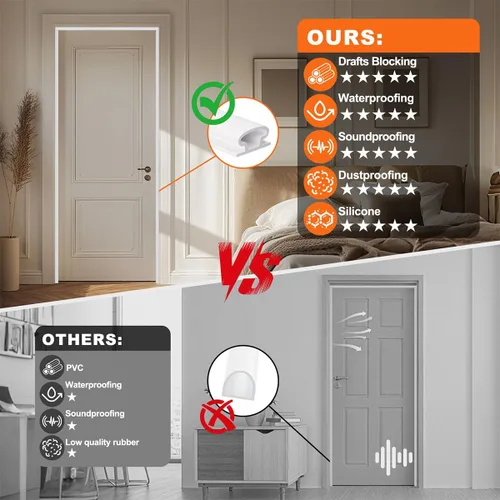 Vista 5 de Burlete de goma en forma de D, burlete autoadhesivo para puerta, burlete insonorizante para ventanas, 33 pies, color blanco