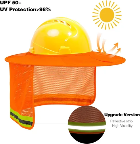 Vista 14 de TCCFCCT Protector Solar de Ala Completa con Malla para el Cuello, Visera Solar de Alta Visibilidad con Protección para el Cuello y Bandana Diadema