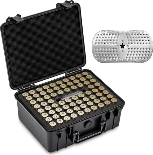 Kinghardcase Estuche para 75 cartuchos de escopeta - Bolso de transporte seguro/Especificación militar/Estuche de munición impermeable - para