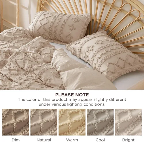 Vista 34 de Bedsure Funda de edredón bohemia para niños tamaño Queen (relleno de edredón/edredón no incluido) - Funda de edredón copetuda Queen para todas