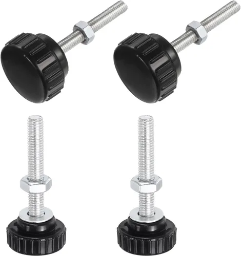 Vista 43 de Uxcell - 4 juegos de pomos moleteados con tornillos de pulgar, tuercas y arandelas, rosca macho métrica M3 x 30 mm, 14 mm de plástico, cabeza de 304
