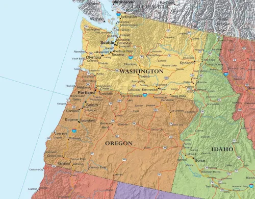 Vista 4 de Póster de mapa de pared 3D de Estados Unidos, edición laminada, 24 x 36 pulgadas, diseño clásico de los océanos azules
