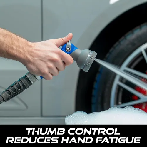 Vista 4 de VIKING Boquilla para manguera de jardín, boquilla de manguera de jardín con 8 patrones de pulverización, control de pulgar ajustable resistente