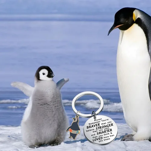 Vista 6 de Llavero inspirador de pingüino para amantes del pingüino, regalo para amigos