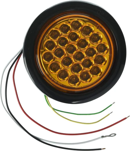 Buyers Products SL41AR Luz estroboscópica ámbar de 4 pulgadas empotrada, luz de advertencia de flash cuadrada redonda, 24 LEDs, luces intermitentes