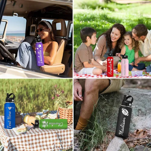 Vista 7 de Botella de agua personalizada para niños, botellas aisladas personalizadas de 24 onzas, botella de agua con nombre grabado personalizado