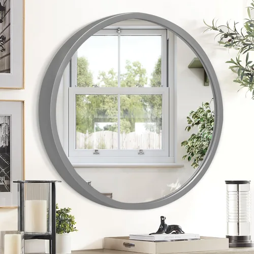 Vista 8 de JJUUYOU Espejo de Pared Redondo Negro Espejo Circular para Baño Espejo de Tocador Pequeño Círculo de Pared para Pared Marco de Metal Espejo