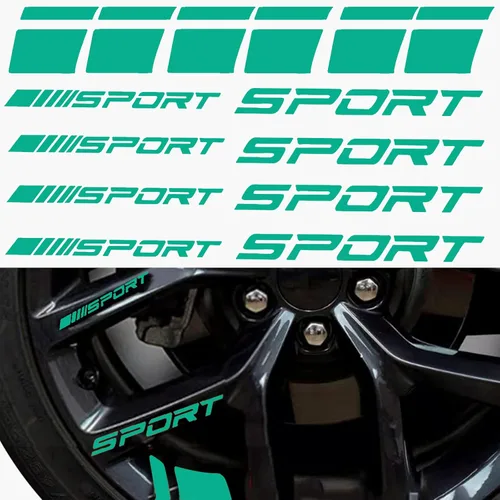 Vista 10 de Pincuttee 14 piezas de calcomanías adhesivas para coche, calcomanía adhesiva para llantas, calcomanías reflectantes con logotipo deportivo