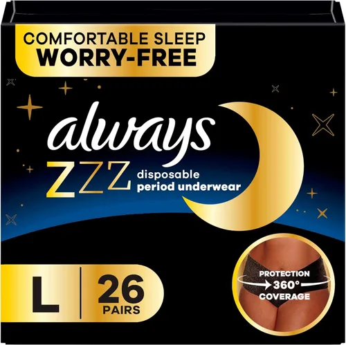 Vista 10 de Always ZZZ - Ropa interior desechable para mujer, grande, cobertura de 360° para noches sin preocupaciones, 14 unidades (2 paquetes de 7)