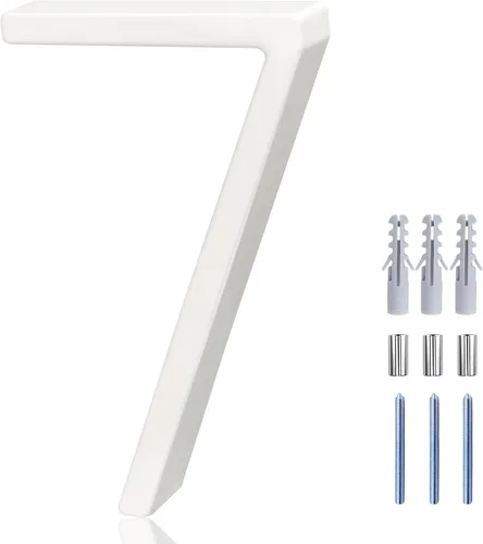 Vista 53 de Números de casa blancos para exterior moderno - Números de casa flotantes modernos de 5 pulgadas, crean sombras atractivas e interesantes, número 7