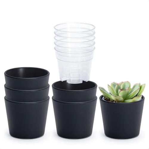 Vista 20 de Phoenix Vine Macetero de plástico de avena de 6.6 pulgadas con maceta transparente, cubierta decorativa ligera con maceta interior transparente