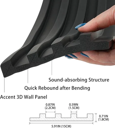 Vista 4 de Gaahing Panel de pared 3D para despegar y pegar, listones acústicos flexibles para decoración de paredes interiores, moldura
