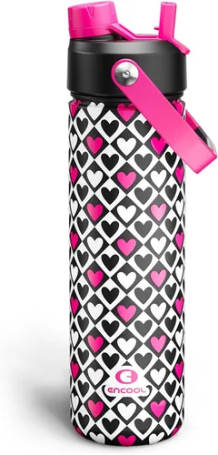 Vista 97 de Botella de agua aislada para niños con popote, botella de agua de acero inoxidable de 12 onzas con boquilla doble, a prueba de fugas, sin BPA, al