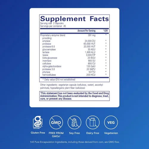 Vista 2 de Pure Encapsulations Digestive Enzymes Ultra - Suplemento vegetariano de enzimas digestivas para apoyar la digestión de proteínas, carbohidratos