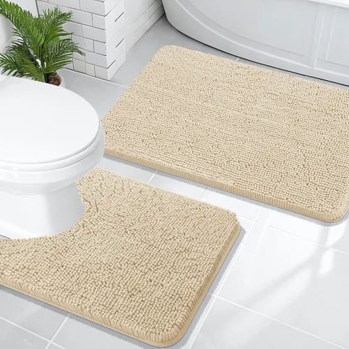 Vista 60 de OLANLY Juego de 2 alfombras de baño de felpilla suave y absorbente, antideslizantes, de secado rápido, lavables a máquina, accesorios de decoración