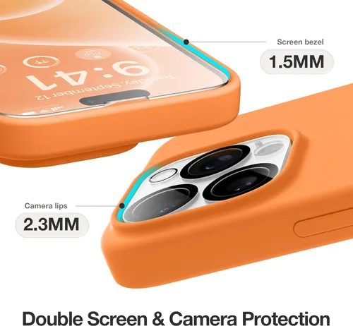 Vista 1433 de GONEZ Funda magnética para iPhone 14, compatible con Magsafe, con protector de pantalla + protector de cámara, forro de microfibra antiarañazos