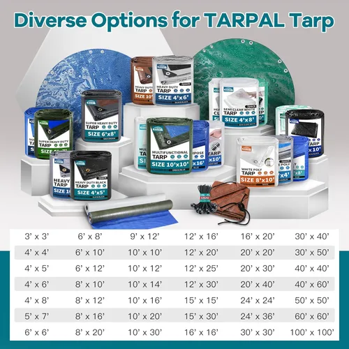 Vista 8 de TARPAL Lona azul de 6 x 6 pies, impermeable de 5 mil lonas pequeñas, cubierta protectora multiusos, cubierta de lona de polietileno para leña