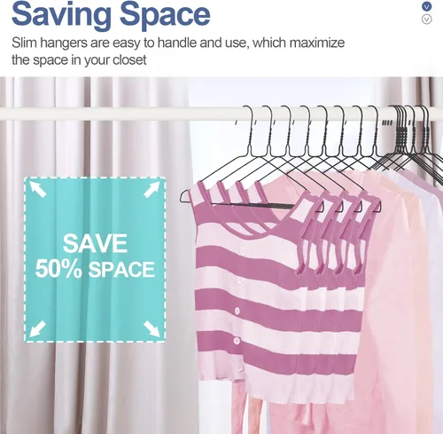 Vista 2 de SPECILITE Perchas de Alambre Paquete de 50, Perchas de Alambre de Metal para Ropa a Granel para Abrigos, Perchas de Metal que Ahorran Espacio