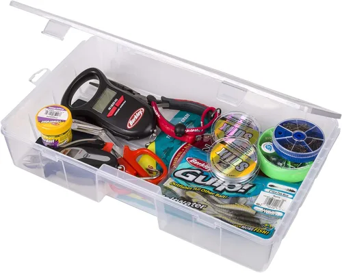 Vista 6 de Flambeau Outdoors 2003 Tuff Tainer, bandeja de pesca, incluye [15] divisores Zerust, 18 compartimentos, azul, blanco transparente, 7 x 4.12 x 1.5