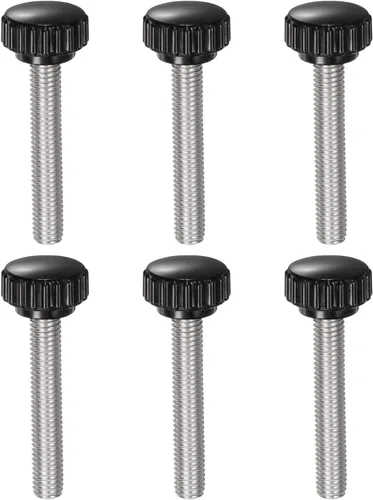 Vista 14 de uxcell 6 perillas de sujeción moleteadas M5 x 0.315 in métricas de acero inoxidable 304 rosca macho tornillo de pulgar en tipo 0.866 in cabeza