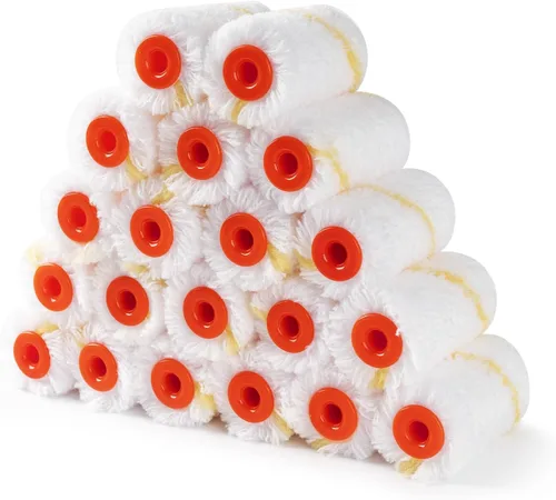 Kit de rodillos de pintura de 2 pulgadas, paquete de 20 rodillos de pintura pequeños con cubiertas de microfibra para siesta de 3/8 pulgadas, mini