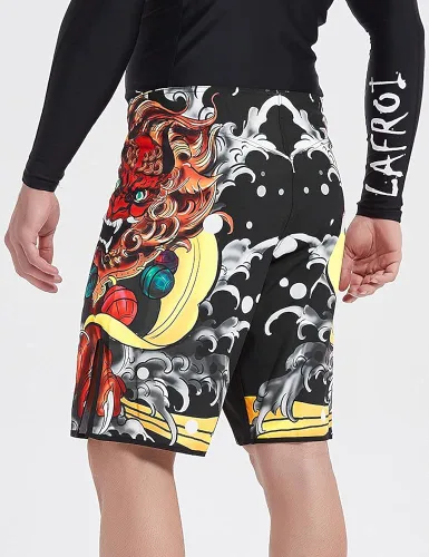 Vista 5 de LAFROI QJK01 - Pantalones cortos de boxeo para hombre con cordón y bolsillo