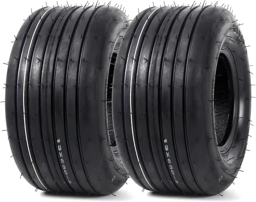 Vista 13 de Juego de 2 neumáticos 16x6.50-8 - 4PR resistentes sin cámara, neumáticos de repuesto para tractor de césped con banda de rodadura estriada profunda