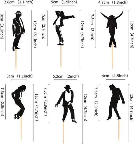 Vista 2 de Ercadio 30 piezas de adornos para magdalenas de baile de jazz con purpurina Micheal Classic Dance Moonwalk Silueta Cupcake Picks Jazz Dancer