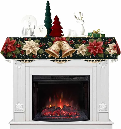 Vista 16 de NYZE Bufanda para Repisa de Chimenea Navideña 60 x 17 Pulgadas Cubierta Decorativa para Repisa de Chimenea de Navidad Camino de Mesa para Repisa